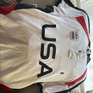 USA Polo Shirt with Red and Black Accents